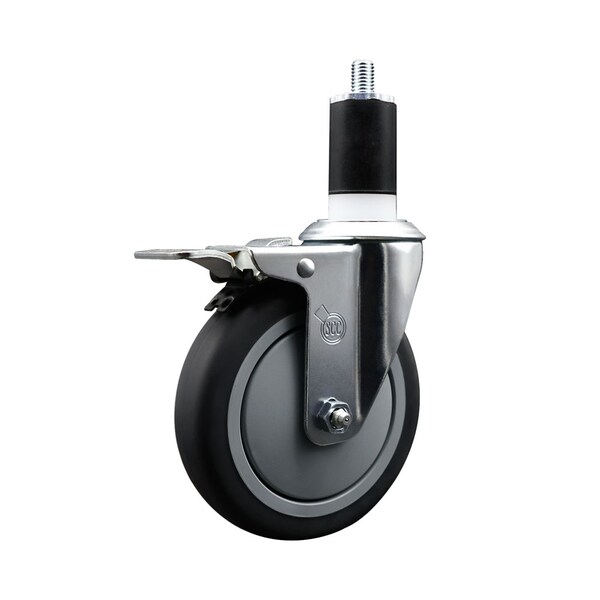 5'' SS Thermoplastic Rubber Swivel 1-1/2'' Expanding Stem Caster Total Lock Brake